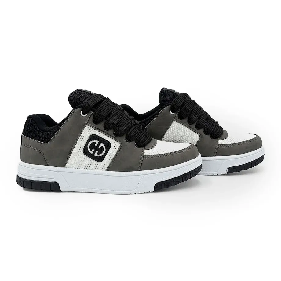 Tênis Ollie Furious 3 chumbo vista lateral com detalhes e logo GD